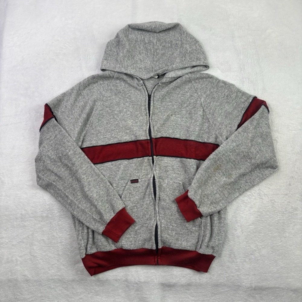 VTG 70s Wrangler Play Offs Grey Full Zip Long Sleeve Hoodie Men's Large